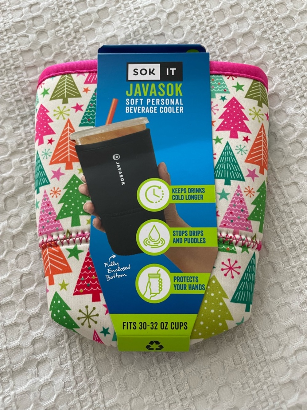 Sok It Javasok
Festive forest Christmas trees cup sleeve 
Large 30-32 oz